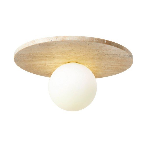 Plafonieră bej din piatră cu abajur din sticlă ø 12 cm Hilde – Opviq lights