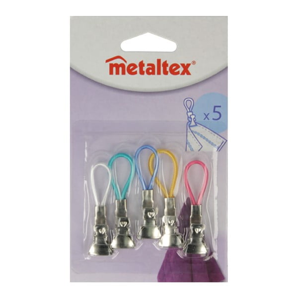 Set 5 clipsuri multifuncționale pentru prosoape Metaltex, colorate-image-1