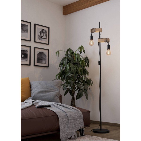 Lampadar negru/în culoare naturală LED (înălțime 166,5 cm) TOWNSHEND – EGLO-image-1