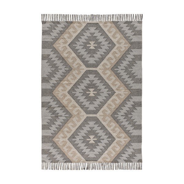 Covor gri lavabil/țesut manual din bumbac reciclat 120x170 cm Chandia – Universal