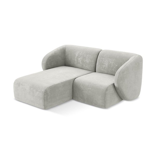 Colțar gri deschis cu tapițerie din chenille (cu colț pe partea stângă/cu șezlong) Lani – Makamii-image-2