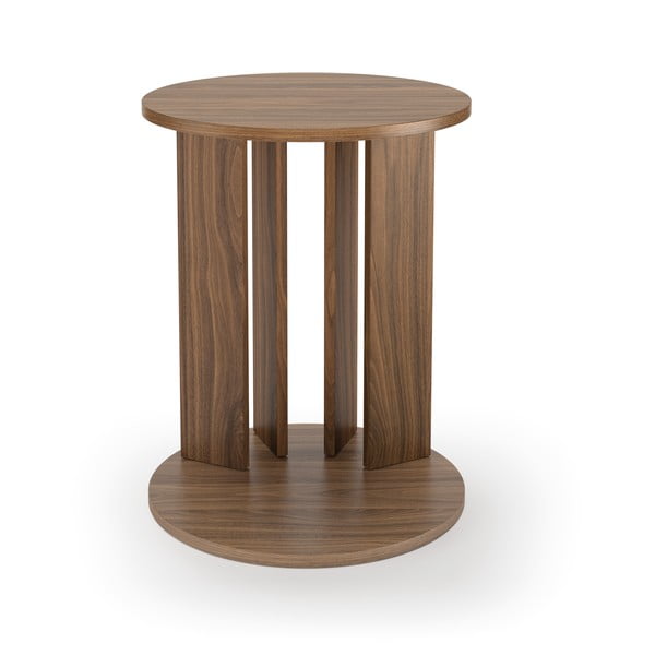 Măsuță de cafea rotundă cu blat aspect de lemn de nuc ø 50 cm Nora TemaHome-image-3