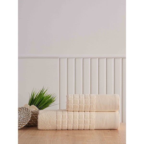 Prosoape de baie albe 2 buc. din bumbac din frotir Square – Mila Home-image-1