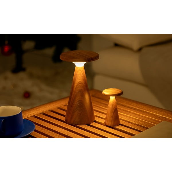 Veioză în culoare naturală LED cu abajur din lemn (înălțime 14 cm) Sylva – Gingko-image-4