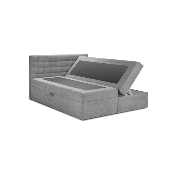 Pat boxspring 200x200 cm gri cu spațiu de depozitare Jade – Mazzini Beds-image-2