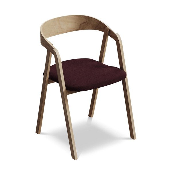 Scaun de sufragerie burgundy din lemn masiv Erika – Makamii