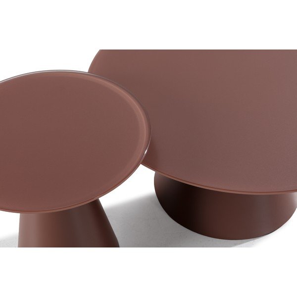 Măsuțe de cafea maro 2 buc. rotunde cu blat din sticlă ø 80 cm Vida – MOME-image-3