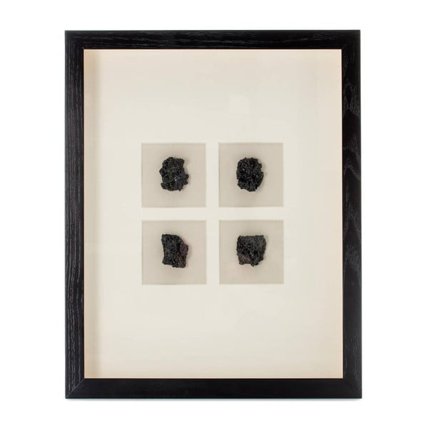 Decorațiune de perete în ramă cu 4 minerale negre Vivorum Mineral, 51,5 x 41,5 cm 