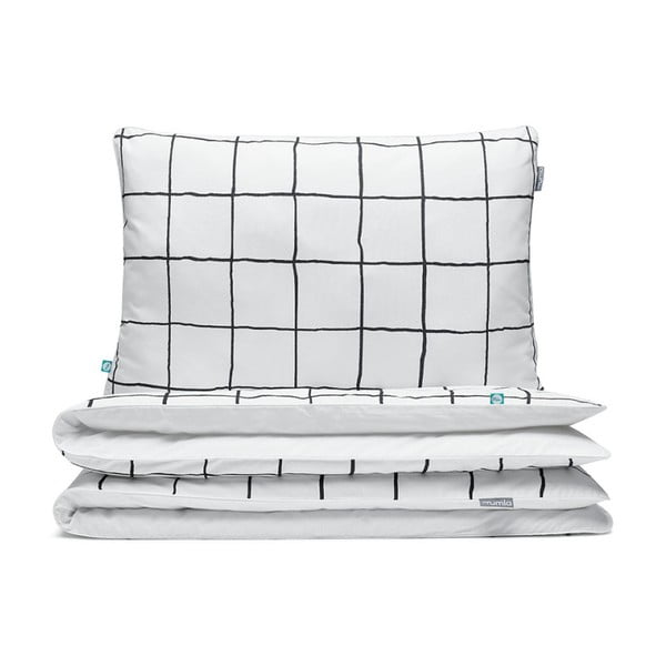 Lenjerie de pat din bumbac pentru pat de o persoană Mumla Grid, 160 x 200 cm