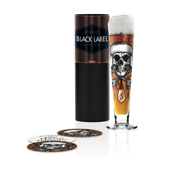 Set pahar din sticlă cristalină pentru bere și 5 suporturi pahare Ritzenhoff Medusa Dollmaker, 385 ml-image-1