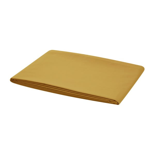 Cearșaf fără elastic pentru pat Bella Maison Basic, 160 x 240 cm, galben muștar