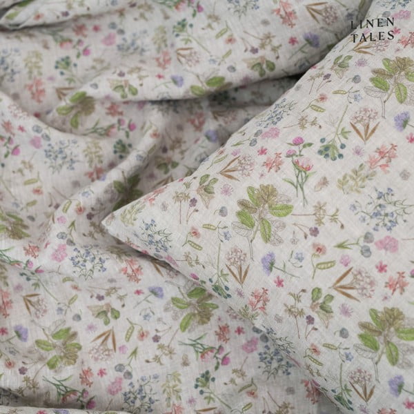 Lenjerie de pat în culoare naturală din in pentru pat de o persoană 140x200 cm Botany 2 – Linen Tales-image-1