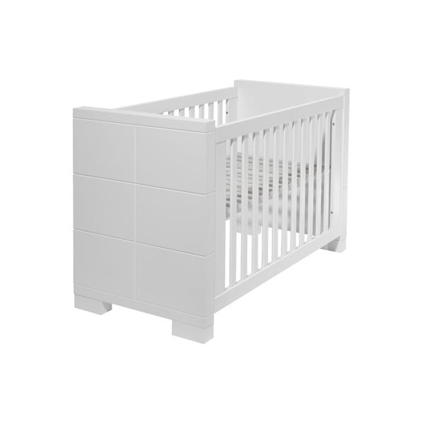 Pătuț pentru bebeluși, convertibil în pat pentru 1 persoană Núvol Laia, 60 x 140 cm, alb
