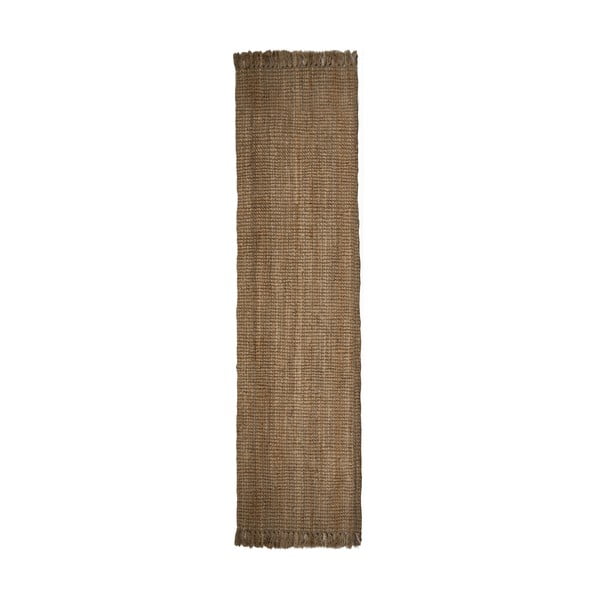 Covor tip traversă în culoare naturală handmade din iută 60x150 cm Jute Boucle – Flair Rugs