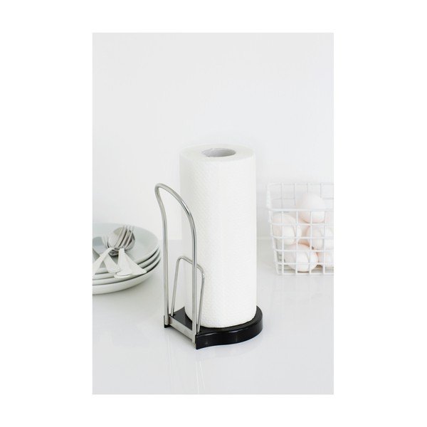 Suport orizontal pentru prosoape de bucătărie din hârtie negru lucios din oțel – Brabantia-image-1