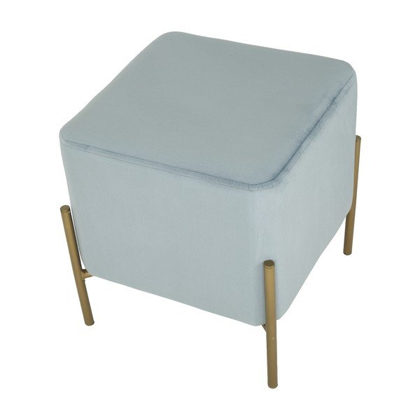 Puf cu picioare metalice aurii Mauro Ferretti Rotondo, albastru deschis-image-4