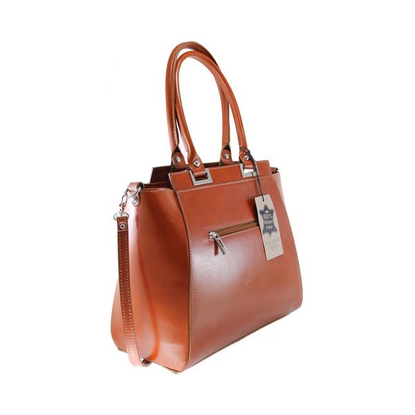 Geantă din piele Chicca Borse Ginger, caramel-image-2