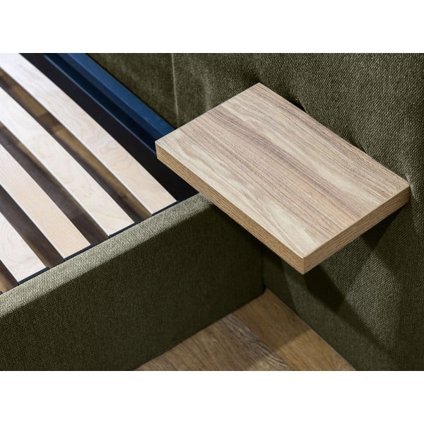 Pat matrimonial verde închis tapițat cu spațiu de depozitare cu somieră 160x200 cm Blandine – Bobochic Paris-image-4