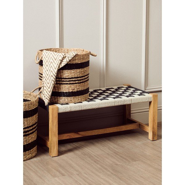Bancă alb-negru din lemn masiv Satna – Premier Housewares-image-1