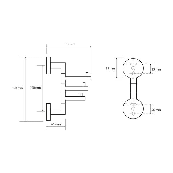 Suport pentru prosoape argintiu lucios de montat pe perete din alamă X-Round – Sapho-image-2
