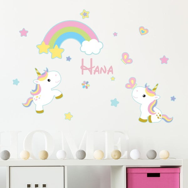 Autocolant de perete cu nume Ambiance 2 Baby Unicorns