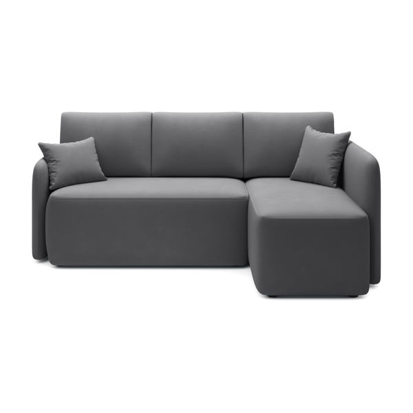 Colțar taupe extensibil/cu spațiu de depozitare cu tapițerie din catifea (cu colț pe partea dreaptă/cu șezlong) Hadson – ELTAP