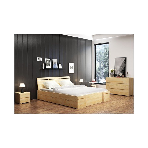Pat dublu din lemn de pin, cu sertar, SKANDICA Sparta Maxi, 160 x 200 cm-image-2