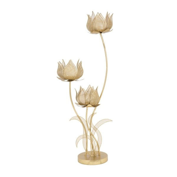 Sfeșnic pentru 3 lumânări Mauro Ferretti Flowery, înălțime 97 cm, auriu