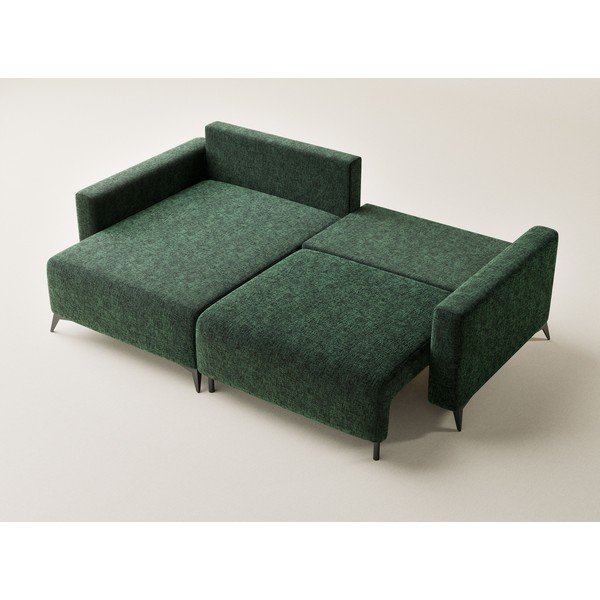 Colțar verde închis extensibil/cu spațiu de depozitare cu tapițerie din chenille (cu colț pe partea stângă/cu șezlong) Leon – Maison de Rêve-image-3