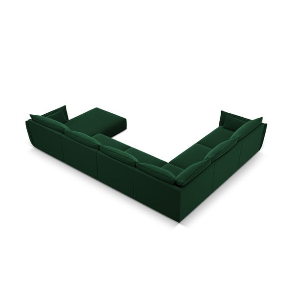 Colțar verde închis cu tapițerie din catifea (cu colț pe partea stângă, în formă de "U") Vanda – Mazzini Sofas-image-3