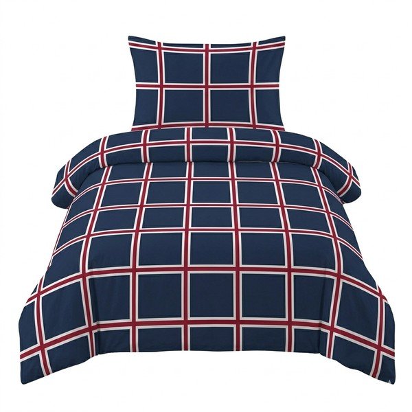 Lenjerie de pat albastru-închis din bumbac pentru pat de o persoană 140x200 cm Frank – Cotton House