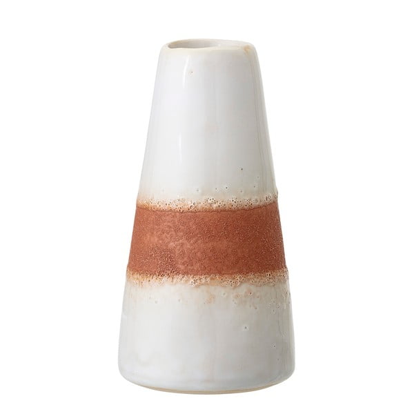 Vază din gresie ceramică Bloomingville Stripe, alb-portocaliu
