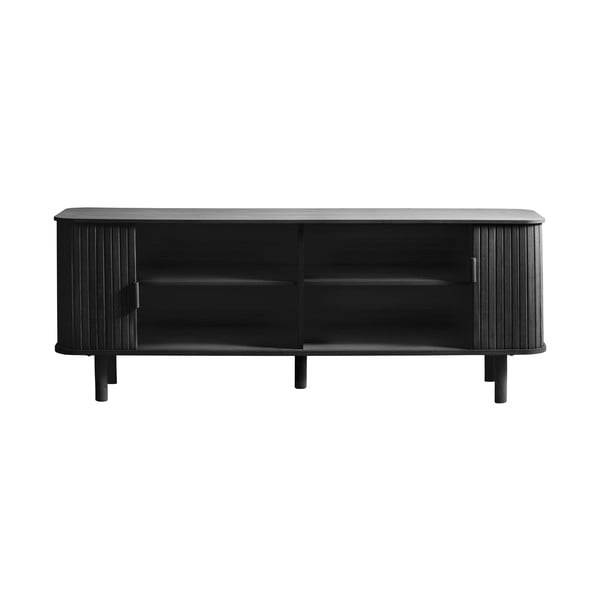 Masă TV neagră cu aspect de lemn de stejar 160x56 cm Cavo – Unique Furniture-image-2