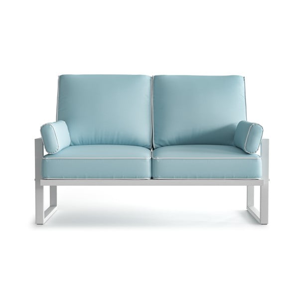 Canapea cu 2 locuri și margini albe, pentru exterior Marie Claire Home Angie, albastru deschis