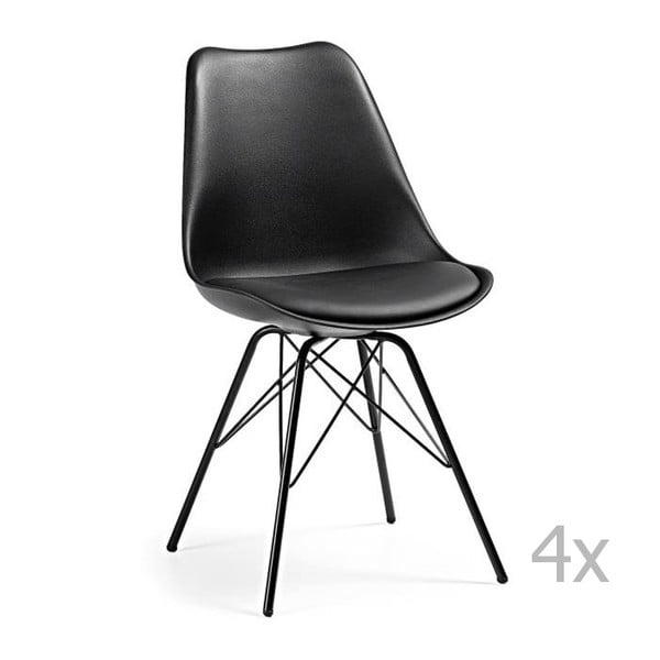 Set 4 scaune de bucătărie cu picioare din metal La Forma Lars, negru