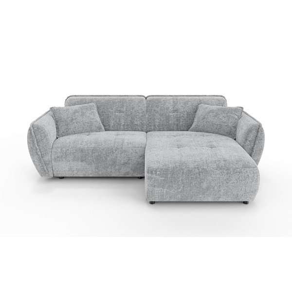 Colțar gri deschis cu tapițerie din chenille (cu colț pe partea dreaptă/cu șezlong) Nelia – Ropez