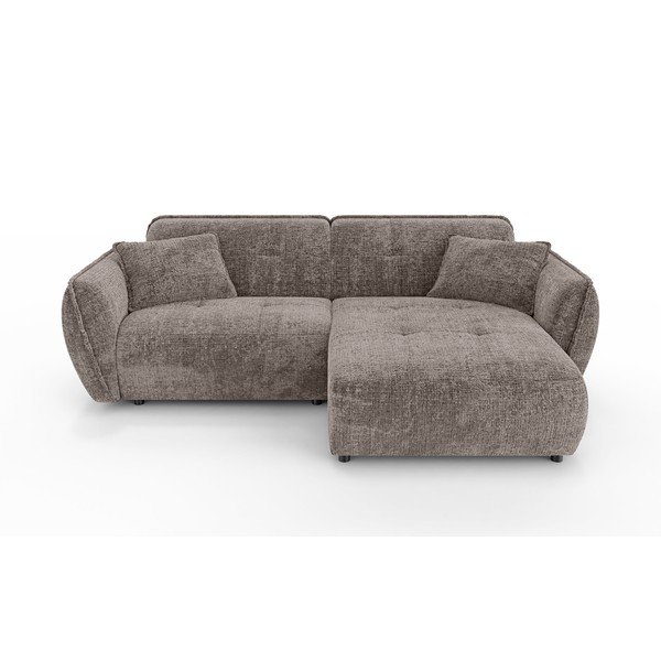 Colțar taupe cu tapițerie din chenille (cu colț pe partea dreaptă/cu șezlong) Nelia – Ropez