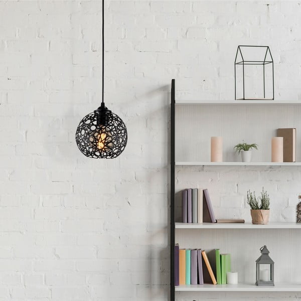 Lustră neagră cu abajur din metal ø 17 cm Fellini – Opviq lights-image-1