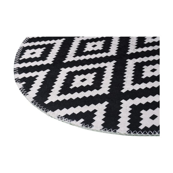Covor negru-alb lavabil rotund ø 120 cm – Vitaus-image-2