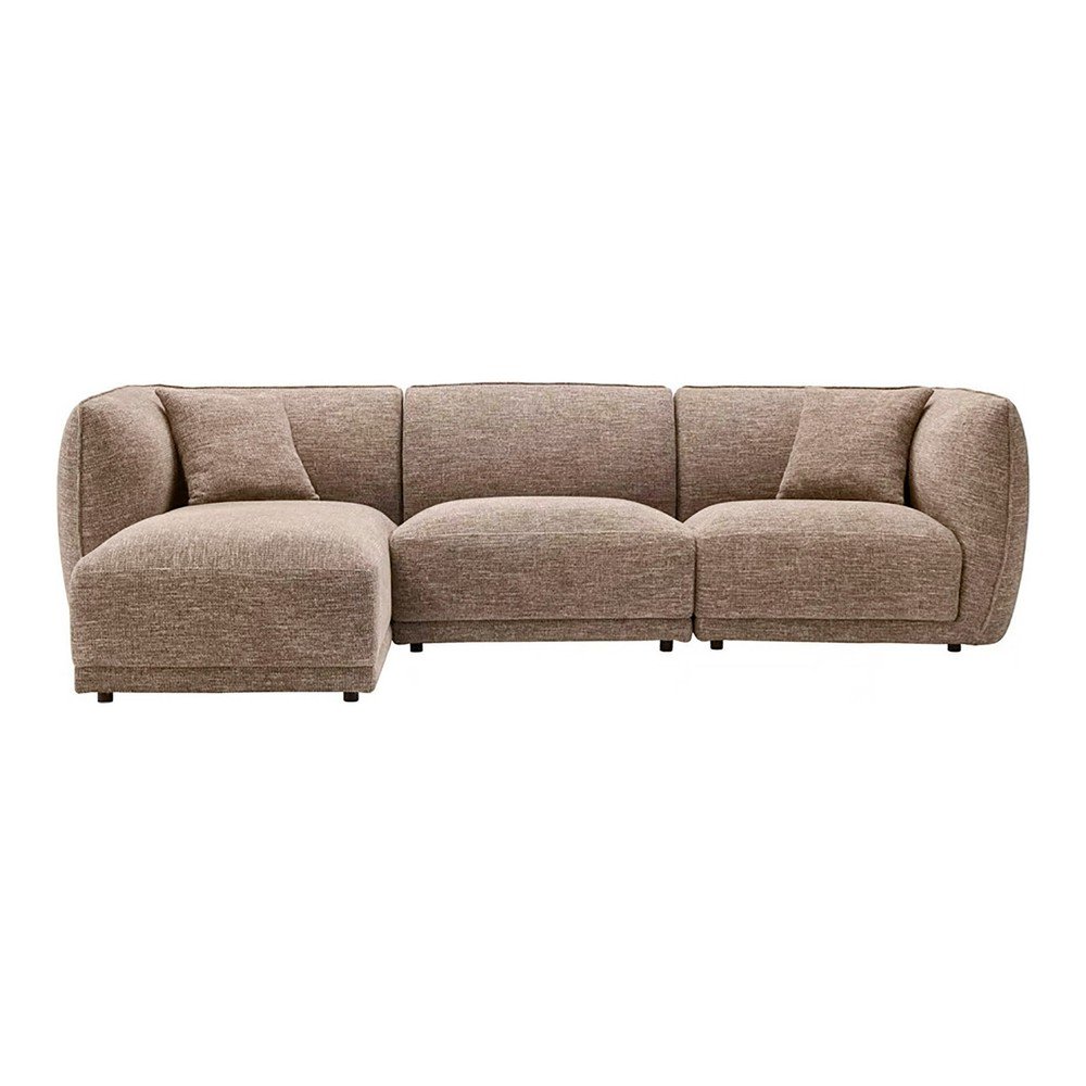 Colțar bej cu tapițerie din chenille (cu colț pe partea stângă/cu șezlong) Noor – House Nordic