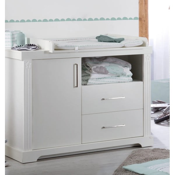 Comodă de copii albă joasă cu masă de schimbat 120x98 cm Maxi – Roba-image-1
