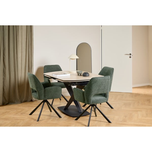 Scaun de dining verde închis cu cotiere Graham – Actona-image-2