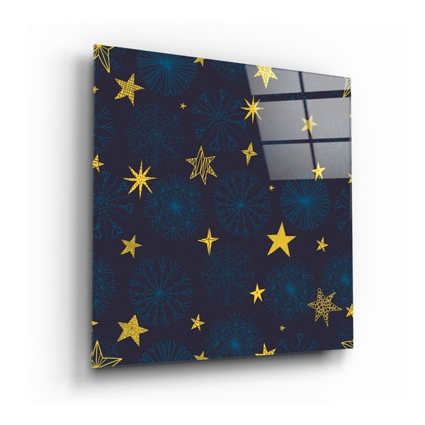 Tablou din sticlă Insigne Snow and Stars, 40 x 40 cm