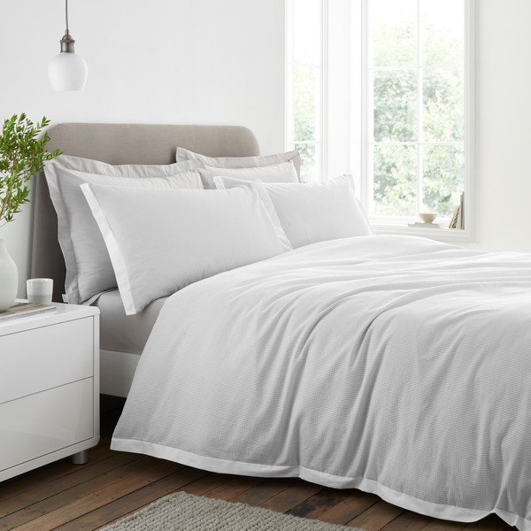 Lenjerie de pat gri deschis din bumbac percal pentru pat dublu cu 3 piese 200x200 cm Seersucker Woven Stripe – Bianca-image-1