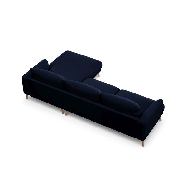 Colțar albastru închis cu tapițerie din catifea (cu colț pe partea dreaptă/cu șezlong) Naomi – Micadoni -image-3