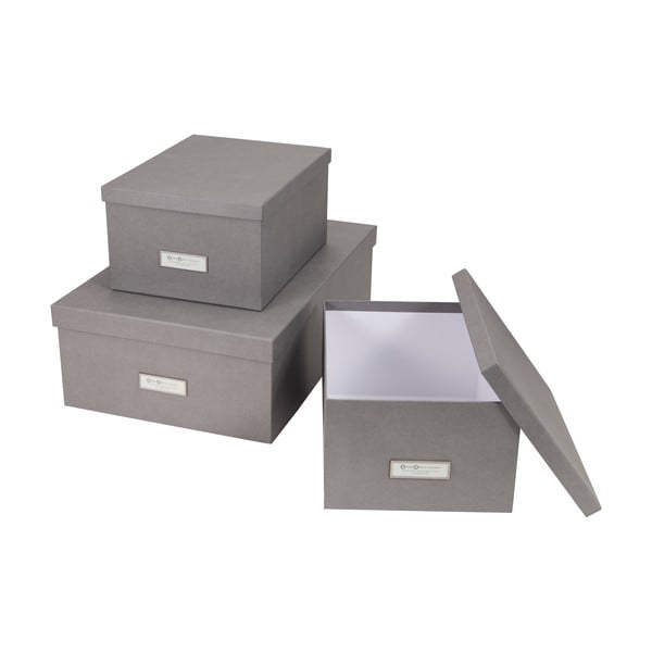 Set 3 cutii de depozitare Bigso Storage Box of Sweden Inge, gri-image-2