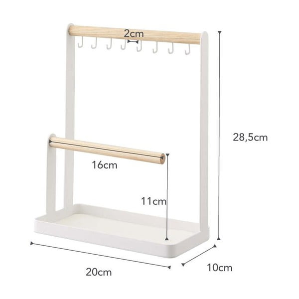 Suport pentru bijuterii cu detalii din lemn de fag YAMAZAKI Tosca, alb-image-3