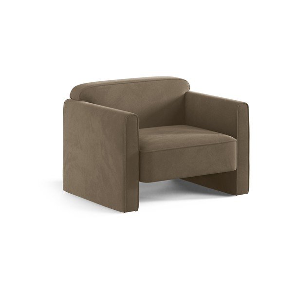 Fotoliu taupe cu tapițerie din catifea Abby – Micadoni 