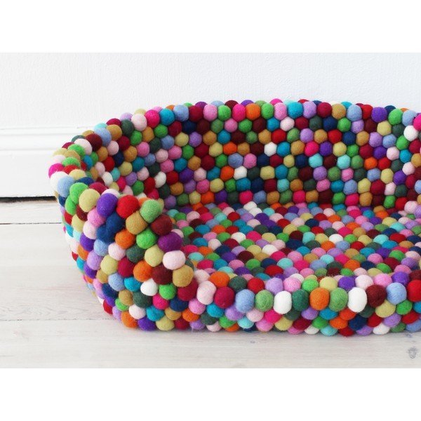 Pat cu bile din lână, pentru animale de companie Wooldot Ball Pet Basket Multi, 80 x 60 cm-image-1