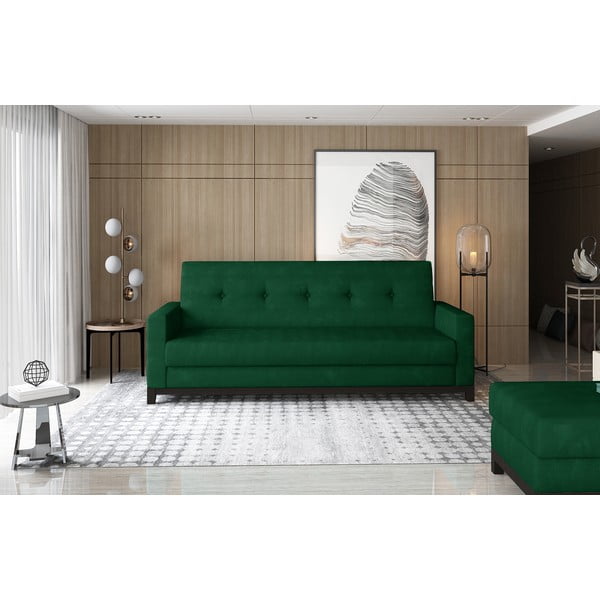 Canapea verde extensibilă/cu spațiu de depozitare cu tapițerie din catifea 216 cm Selene – ELTAP-image-1